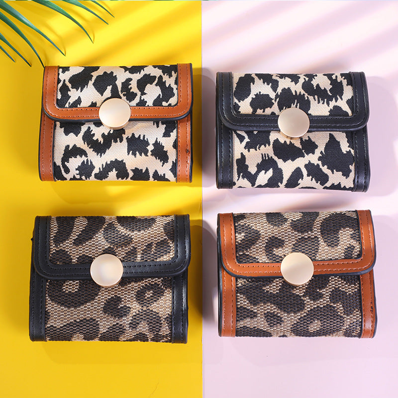 Billetera portátil corta de leopardo PU al por mayor